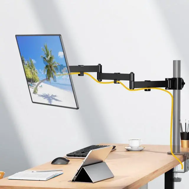 Alt view image 5 of 5 - WALI Single Monitor Arm, Universal 3 Tier Arm Fully Adjustable Pole Mount Bracket for WALI Monitor Mounting System (001ARMXL), Black