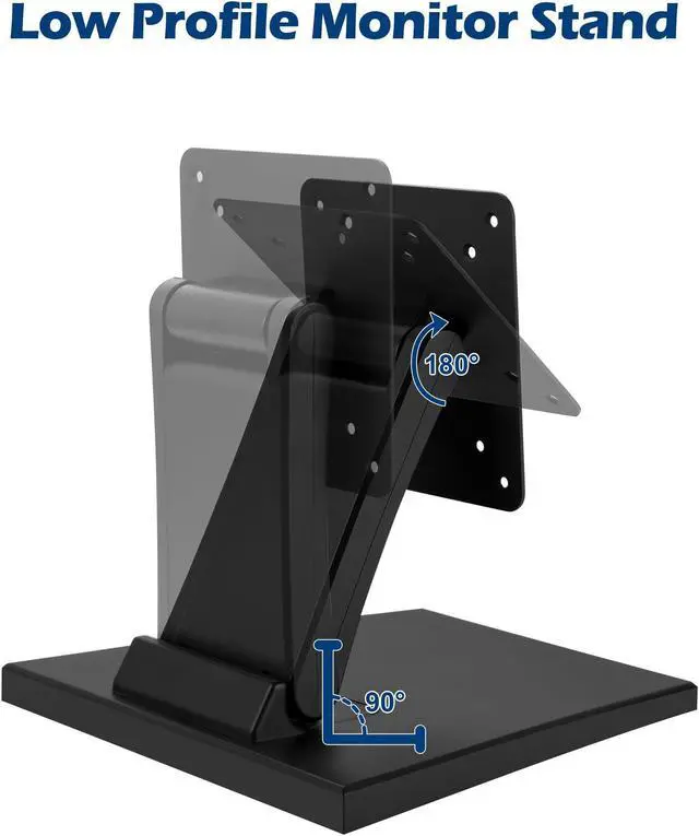 Alt view image 3 of 5 - WEARSON Lay Flat Monitor Stand - Foldable Low Profile Monitor Stands Compatible with VESA 75x75 and 100x100 Monitor Mounts WS-03A2