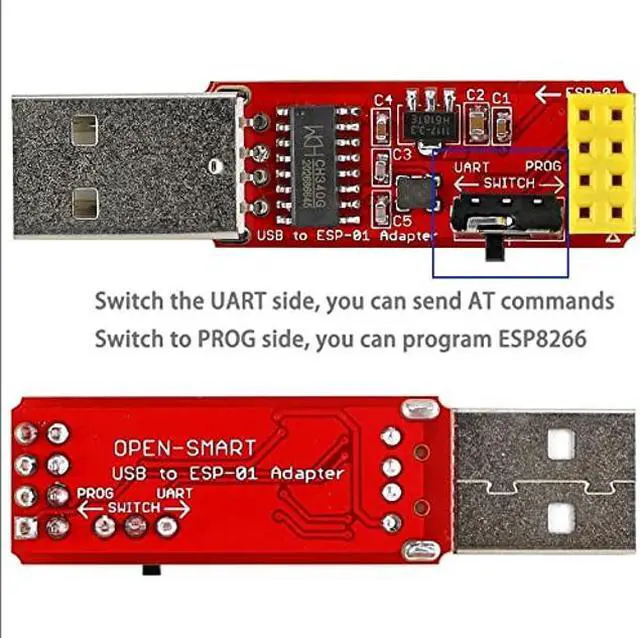 Alt view image 2 of 5 - Wishiot CH340G Programmer USB to ESP-01 Wireless Adapter Module + 4PCS ESP8266 ESP-01S WiFi Wireless Serial Transceiver Module 4MB Flash 3.3V Wi-Fi Module