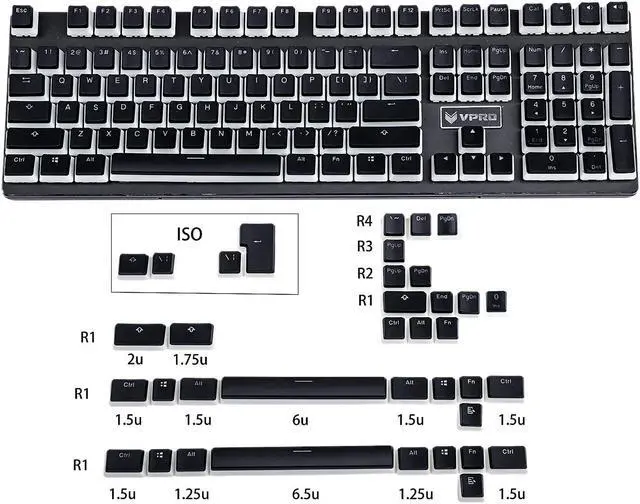 Alt view image 2 of 5 - YMDK ANSI ISO PBT Doubleshot Shine Through Pudding Keycaps Suitable for MX Mechanical Keyboard Corsair Razer SF KBD75 Tada68 DZ60 (Black Pudding Full Set)(Only Keycap)