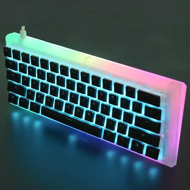 Alt view image 5 of 5 - YMDK ANSI ISO PBT Doubleshot Shine Through Pudding Keycaps Suitable for MX Mechanical Keyboard Corsair Razer SF KBD75 Tada68 DZ60 (Black Pudding Full Set)(Only Keycap)