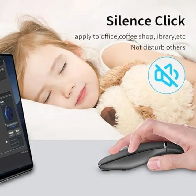 Alt view image 4 of 5 - Bluetooth Arc Mouse Wireless Silent Travel Mouse Rechargeable with BT & 2.4G Dual Mode, Slim Rotatable Portable Mobile Mouse, USB Optical Computer Mice for PC Laptop Macbook iPad iPhone Tablet - Black