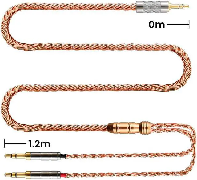 Alt view image 2 of 5 - Tirstrup XIUSHAOT Replacement Cable for Hifiman SUNDARA Ananda,Upgrade Cable for Hifiman HE4XX/HE-400i/HE560/HE-350/HE1000 Headphone 2.5mm/3.5mm/4.4mm to Dual 3.5mm (Copper, 3.5mm 3 Poles)