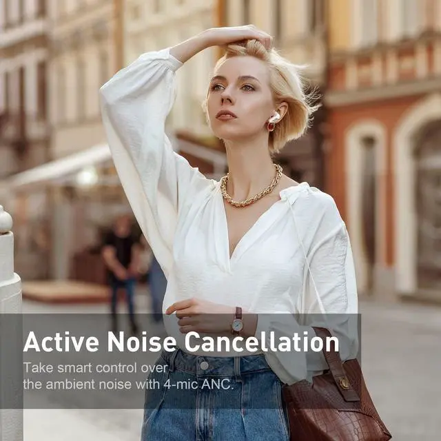 Alt view image 2 of 5 - xtremtec Bluetooth Noise Cancelling Wireless Earbuds for iPhone/Android, in-Ear Sweatproof Stereo Bass Headphones, Immersive Sound Bluetooth 5.2 Earphones with Microphones,En-able Computer (White)