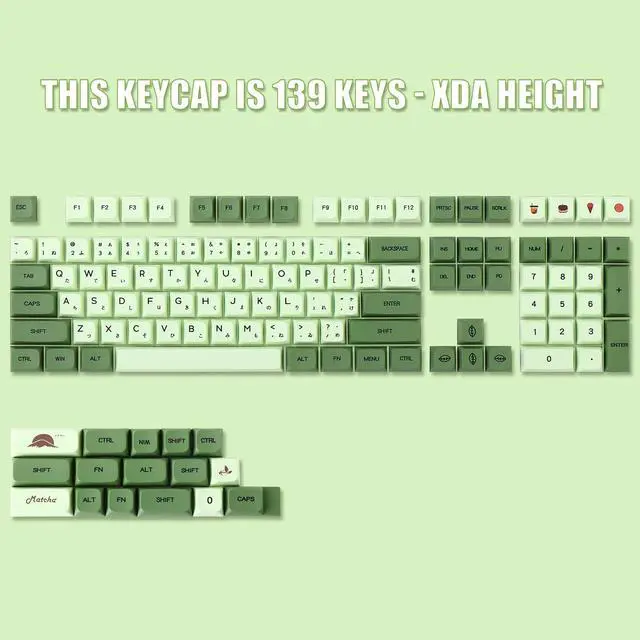 Alt view image 2 of 5 - YIMAGUJRX PBT Keycaps 124 Keys Matcha Japanese Style Keycaps DYE-Sub XDA Profile Keycaps,Custom Keycaps Set for Mechanical Keyboard