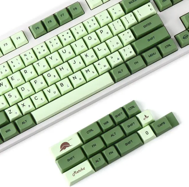 Alt view image 4 of 5 - YIMAGUJRX PBT Keycaps 124 Keys Matcha Japanese Style Keycaps DYE-Sub XDA Profile Keycaps,Custom Keycaps Set for Mechanical Keyboard