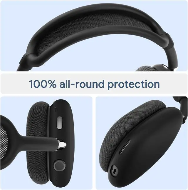 Alt view image 3 of 5 - Yinke Smart Case for AirPods Max Supports Sleep Mode, with AirPods Max Headband Silicone Cover Ear Pad/Headband Cover, Hard Organizer Portable Carry Travel Bag (Black Combo Set)
