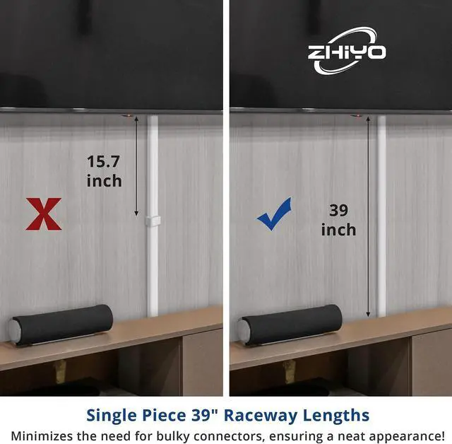 Alt view image 4 of 5 - ZhiYo 78in Cable Hider for Wall Mount TV & 31.5in TV Cord Cover Bundle