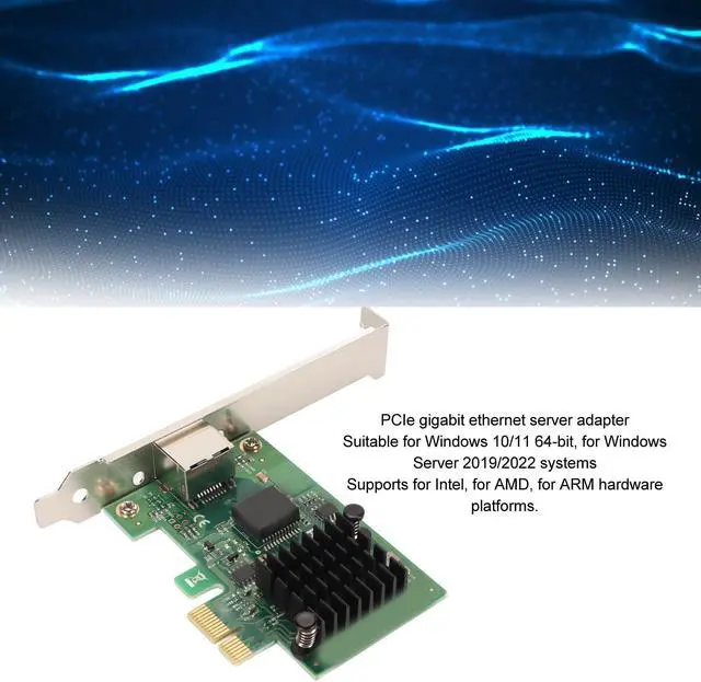 Alt view image 4 of 5 - 2.5GB PCIe Network Card, I226 T1 PCI E X1 Single Port 2.5G Ethernet Network Adapter, Single Port Gigabit Ethernet Server Adapter for 10/11 64 Bit, for Server