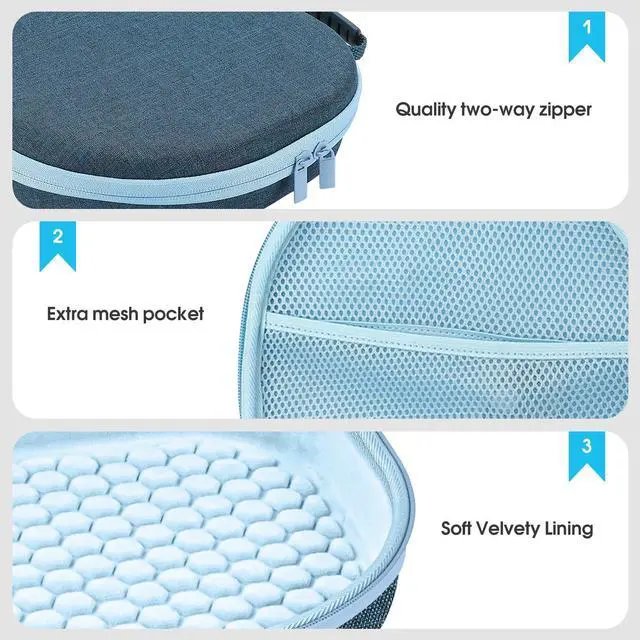 Alt view image 3 of 5 - ProCase Hard Case for AirPods Max, Travel Carrying Headphone Case with Silicone Earpad Cover & Mesh Pocket, AirPods Max Protective Portable Storage Bag -Navy