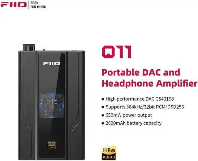 Alt view image 4 of 5 - FiiO JadeAudio Q11 DAC Headphone Amplifier DSD256 PCM 32bit/384bit for Smartphones/PC 3.5mm 4.4mm Outputs