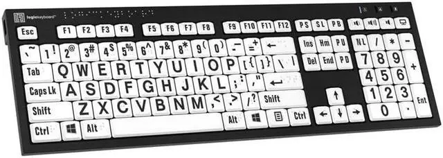 Alt view image 3 of 5 - Logickeyboard with Braille 6 dot Alphabet & Large Print Layout | Including LogicLight(tm) Keyboard Lamp | USB Wired | Built-in USB Hub | Compatible to Windows PC