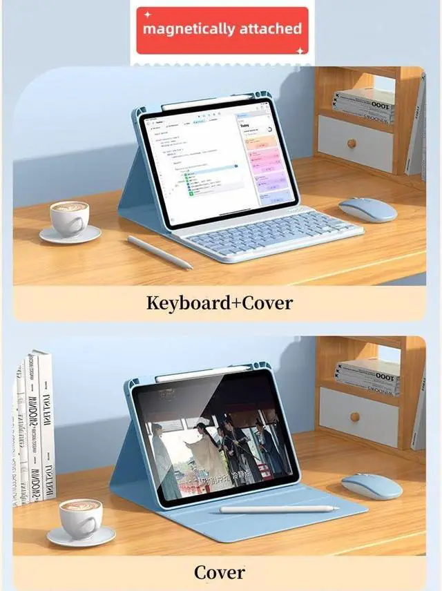 Alt view image 4 of 5 - PboyiqiS Rotating Keyboard Case for iPad 10th Generation10.9 inch, Case for iPad 10 2022 Keyboard with Magnetic Detachable Clear Back Shell with Pencil Holder (Black)