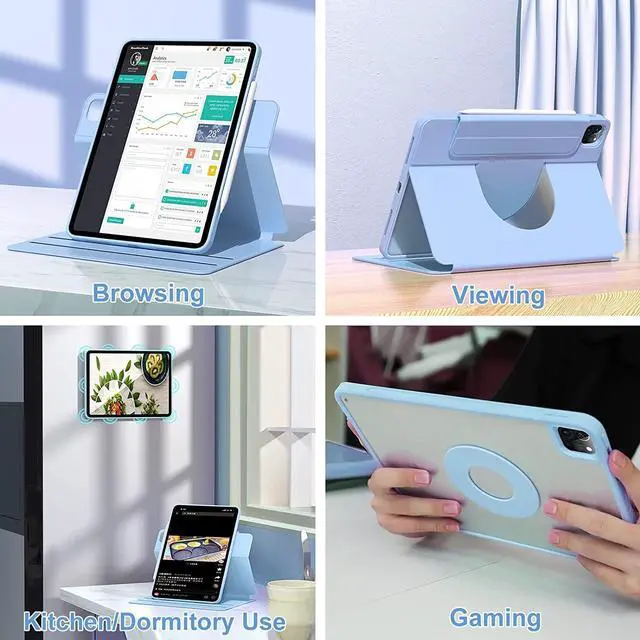 Alt view image 5 of 5 - AnMengXinLing Keyboard Case for iPad Air 11 inch 2025(M3)/2024(M2)/Air 5/Air 4, Vertical Case for iPad Pro 11 with Keyboard and Pencil Holder, Magnetic Rotating Detachable Clear Back (Lavender Gray)