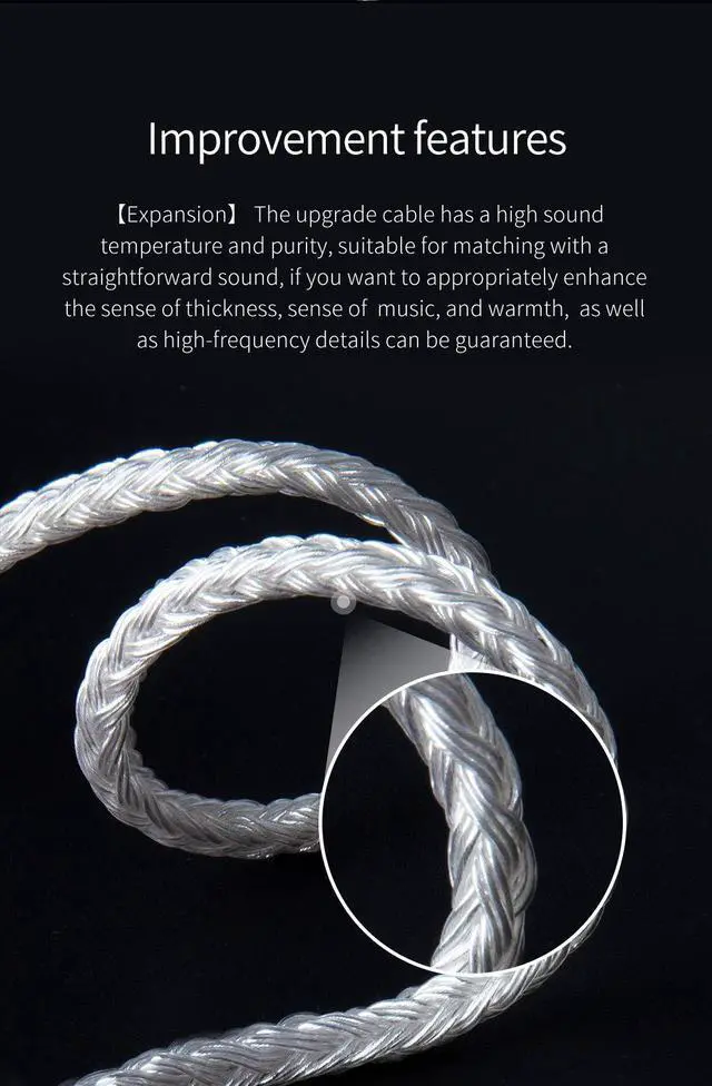 Alt view image 3 of 5 - keephifi 24 Core MMCX Earphone Cable-KBEAR [Expansion] Upgrade Cable, 4N Copper Silver Plated Cable, IEM Detachable Cable with2.5mm Plug, Suit for DM7 T3 T2 FH5 FH9 FA9 I3 FH5S (MMCX2.5, Silver)