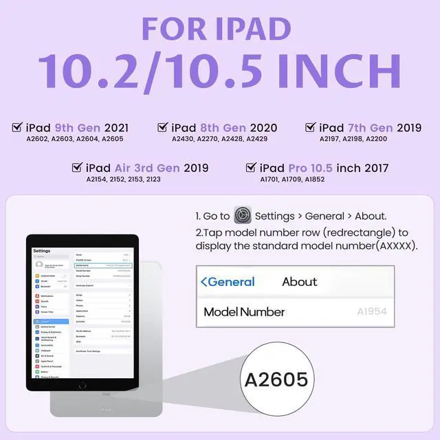 Alt view image 2 of 5 - OYEEICE Keyboard Case for iPad 9th Generation - Detachable Wireless Backlit Keyboard, Magnetic Cover with Pencil Holder for iPad 9th/8th/7th Gen 10.2 inch, iPad Pro 10.5" & iPad Air 3rd - Purple