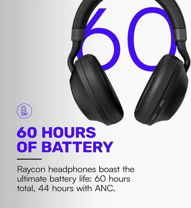 Alt view image 2 of 5 - Raycon Everyday Headphones Pro with 60 Hours of Battery, 6 Microphones, Active Noise Cancellation, Awareness Mode, Multipoint Connectivity (Onyx Black)
