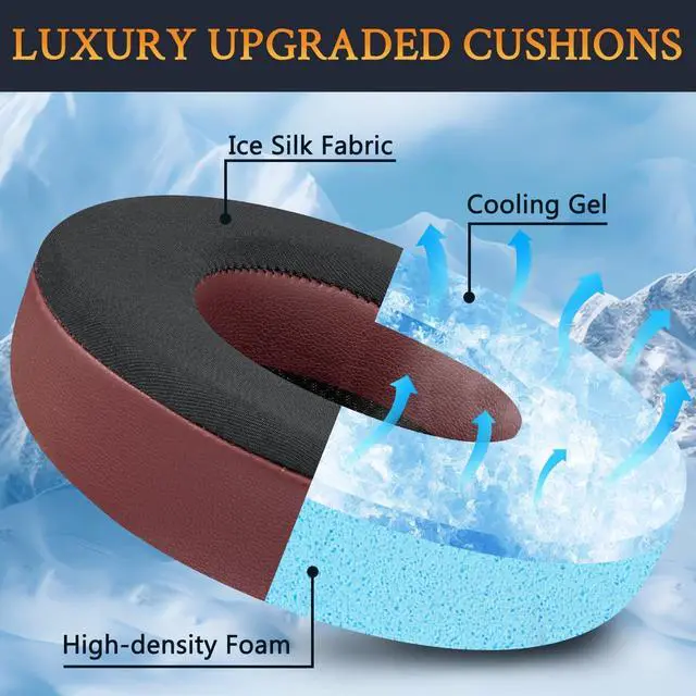 Alt view image 3 of 5 - SOULWIT Cooling Gel Ear Pads Replacement for Corsair Virtuoso RGB Wireless XT SE Gaming Headset, Earpads Cushions with High-Density Noise Isolation Foam, Added Thickness - Burgundy