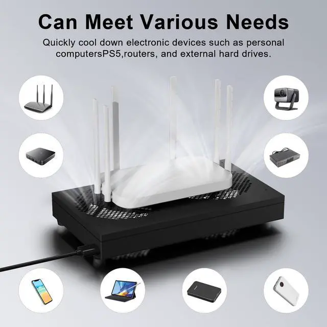 Alt view image 4 of 5 - USB Computer Cooling Fan - High Airflow for Routers, PS5, Small Electronics - Up to 1900RPM