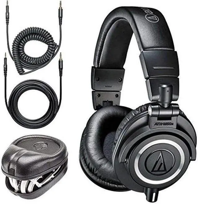 Main image of Audio-Technica ATH-M50x Professional Monitor Headphones + Slappa Full Sized HardBody PRO Headphone Case (SL-HP-07)