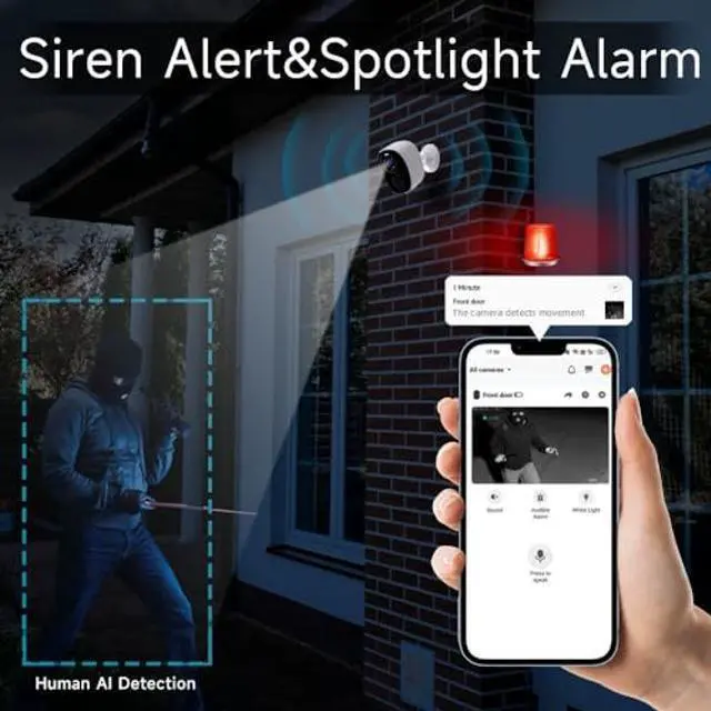 Alt view image 5 of 5 - Rraycom 2Pack Security Cameras Outdoor Wireless,2K Battery Powered Camera for Home Security, Cloud/SD(up to 256G), No Monthly Fee, AI Motion Detection, Color Night Vision,2-Way Audio,Works w/Alexa