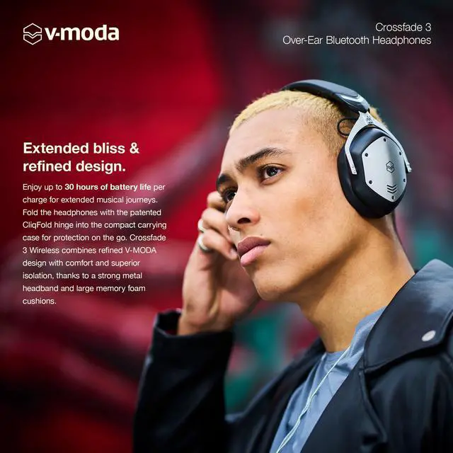 Alt view image 4 of 5 - V-MODA Crossfade 3 Wireless Headphones - Gunmetal Black