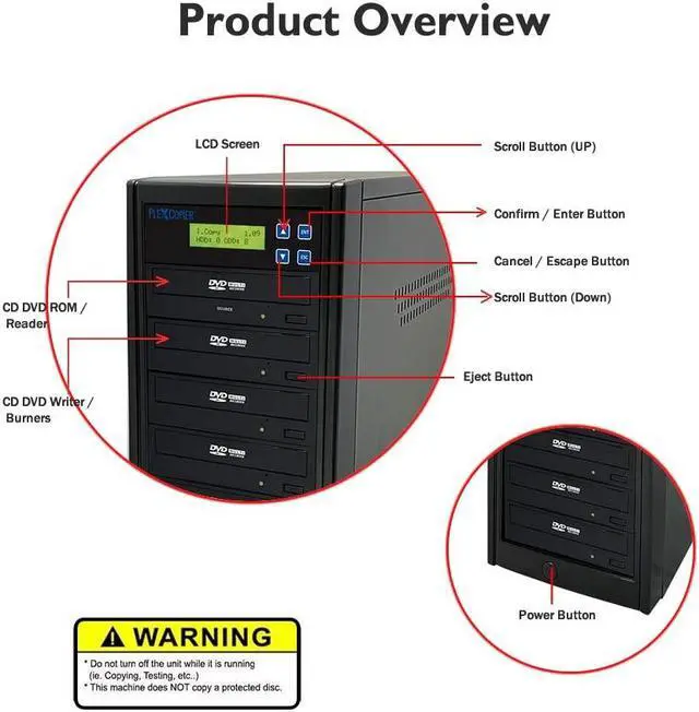 Alt view image 3 of 5 - PlexCopier 24X SATA 1 to 7 CD DVD M-Disc Supported Duplicator Writer Copier Tower with Free DVD Video Copy Protection