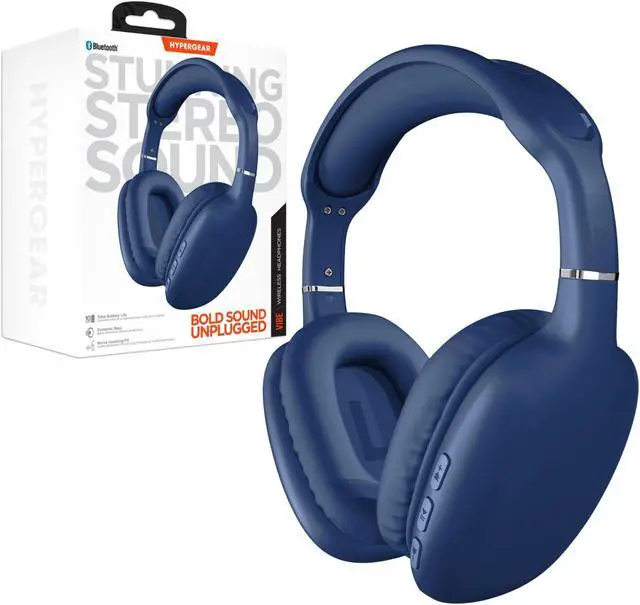 Main image of HyperGear Vibe Bluetooth Wireless Headphones - Over-Ear Wireless Headphones with Noise Isolating Fit, Built-in Mic & Controls, Memory Foam Ear Cups for Travel, Home Office, Gym & More - Blue