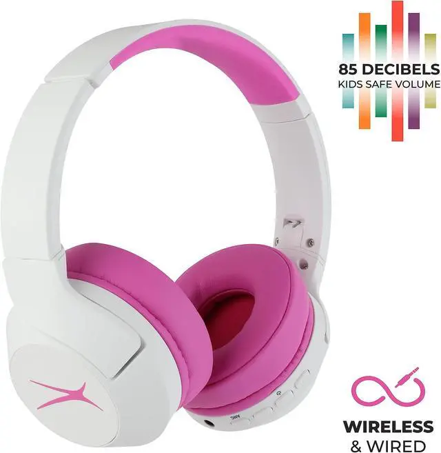 Alt view image 4 of 5 - Altec Lansing Kid Safe Noise Cancelling Wireless Headphones 15H Battery, 85dB Volume Limit, Foldable Design Powerful Sound, Active Noise Cancellation Perfect for Kids Ages 7+ (Whiteout Pop Pink)