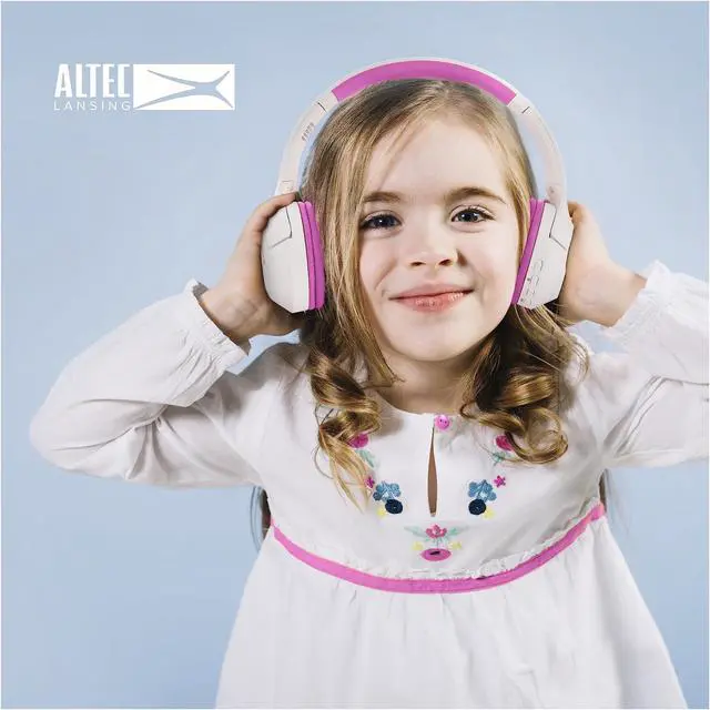 Alt view image 3 of 5 - Altec Lansing Kid Safe Noise Cancelling Wireless Headphones 15H Battery, 85dB Volume Limit, Foldable Design Powerful Sound, Active Noise Cancellation Perfect for Kids Ages 7+ (Whiteout Pop Pink)