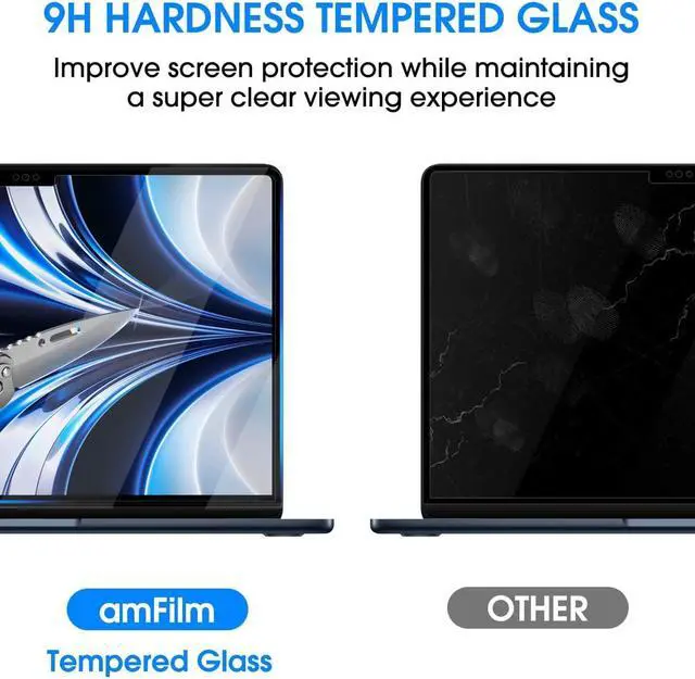 Alt view image 4 of 5 - amFilm Screen Protector New MacBook Air 13.6 inch(2024, M3) (2022, M2) Tempered Glass Model A2681 [9H Hardness][ Anti-Scratch][ Anti-fingerprint], 1 Pack,