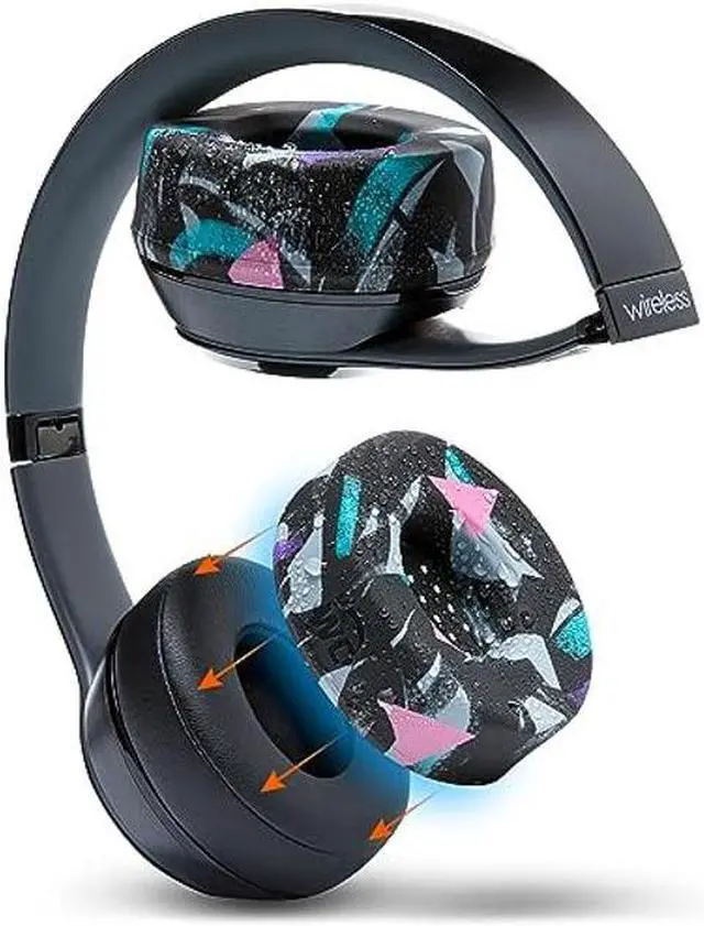 Main image of WC SweatZ Solo - Patented Earpad Sweat Covers for Beats Solo 4, Solo 3 & Solo 2, Made by Wicked Cushions | Sweatproof & Machine Washable | 90's Black