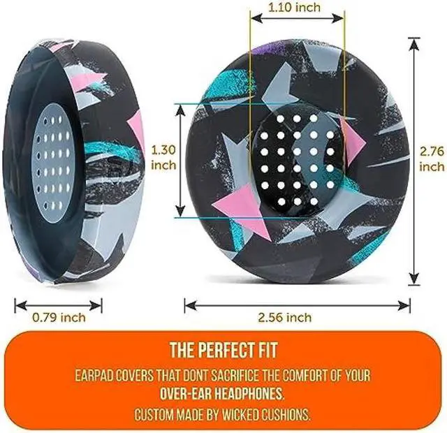 Alt view image 5 of 5 - WC SweatZ Solo - Patented Earpad Sweat Covers for Beats Solo 4, Solo 3 & Solo 2, Made by Wicked Cushions | Sweatproof & Machine Washable | 90's Black