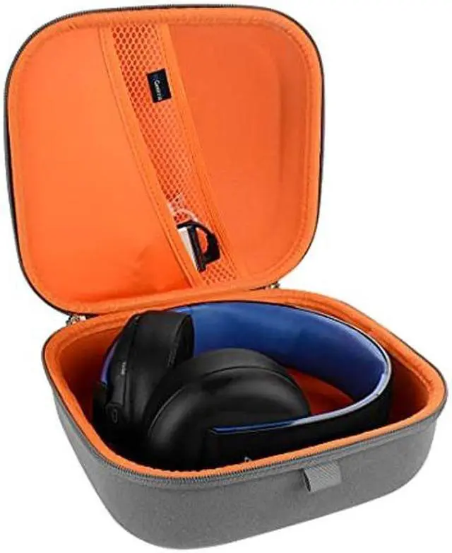 Alt view image 3 of 5 - Geekria Shield Gaming Headset Case for Large Over-Ear Headphones, Replacement Hard Shell Travel Carrying Bag with Cable Storage, Compatible with Sony, Sennheiser, Turtle Headsets (Microfiber Grey)
