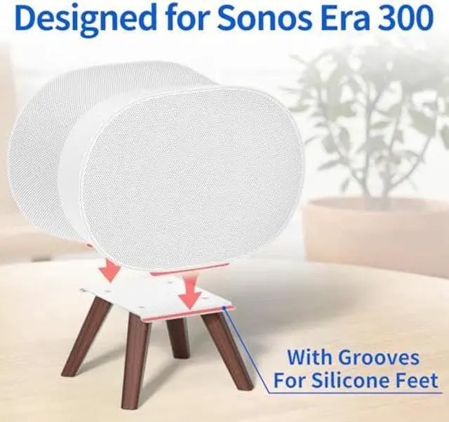Alt view image 2 of 5 - Wooden Table Stand for Sonos Era 300 Space Saving Desktop Speaker Stand Compatible with Sonos Era 300 Desk Stand Holder for Decorations, White