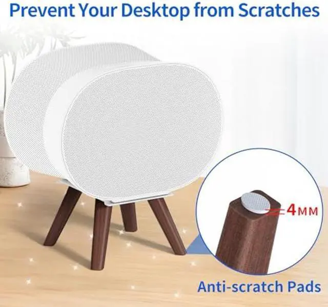 Alt view image 3 of 5 - Wooden Table Stand for Sonos Era 300 Space Saving Desktop Speaker Stand Compatible with Sonos Era 300 Desk Stand Holder for Decorations, White