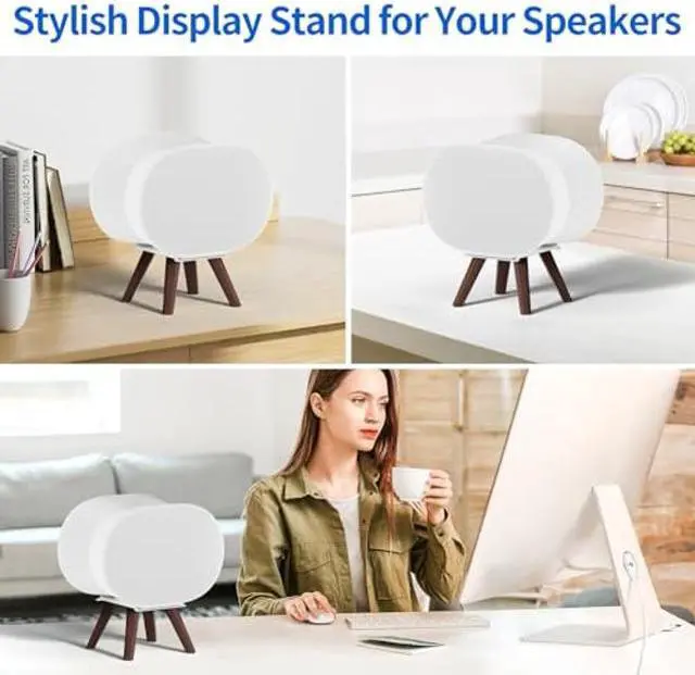 Alt view image 5 of 5 - Wooden Table Stand for Sonos Era 300 Space Saving Desktop Speaker Stand Compatible with Sonos Era 300 Desk Stand Holder for Decorations, White