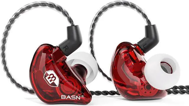 Main image of BASN Bsinger BC100 in Ear Monitor Headphones Universal Fit Noise Isolating IEM Earphones for Musicians Singers Studio Audiophiles (Red)