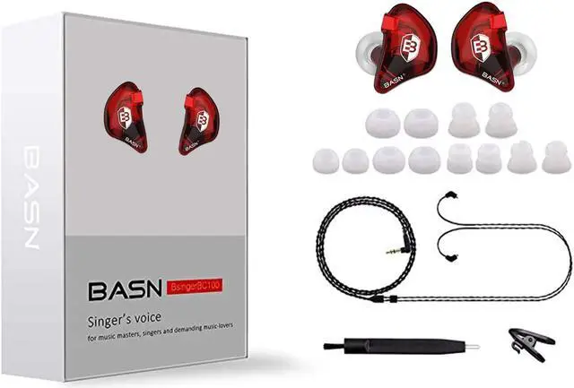 Alt view image 5 of 5 - BASN Bsinger BC100 in Ear Monitor Headphones Universal Fit Noise Isolating IEM Earphones for Musicians Singers Studio Audiophiles (Red)