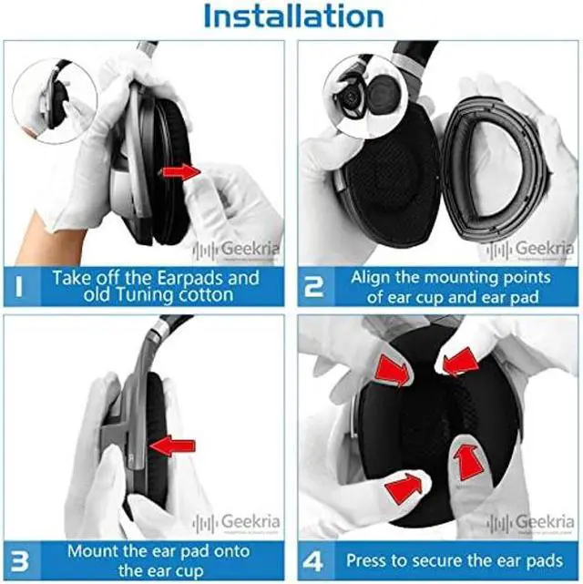 Alt view image 5 of 5 - Geekria Elite Sheepskin Replacement Ear Pads for Sennheiser HD800 Headphones Ear Cushions, Headset Earpads, Ear Cups Cover Repair Parts (Black)