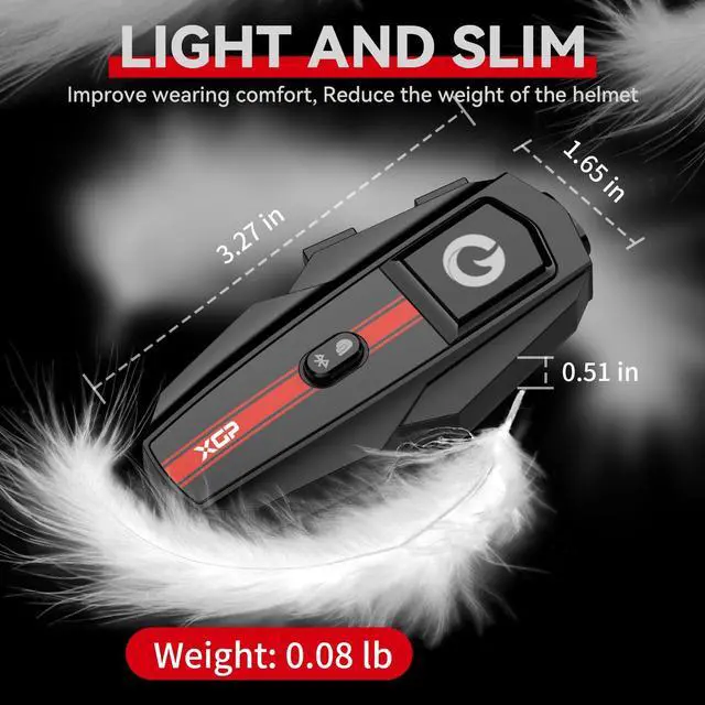 Alt view image 2 of 5 - XGP Motorcycle Bluetooth Headset V5.2 with Music Sharing, 2-Way Motorcycle Helmet Bluetooth with IP67 Waterproof, Helmet Intercom Communication Systems with Hi-FI Speakers for Snowmobile/ATV, 2 Pack