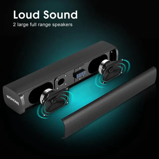 Alt view image 3 of 5 - Wohome Sound Bar with Subwoofer for Smart TV, 2.1 CH Small TV Soundbar Speakers with Colorful Backlight Support Wireless Bluetooth 5.3/Optical/AUX Connectivity, S100 (Black with Subwoofer)