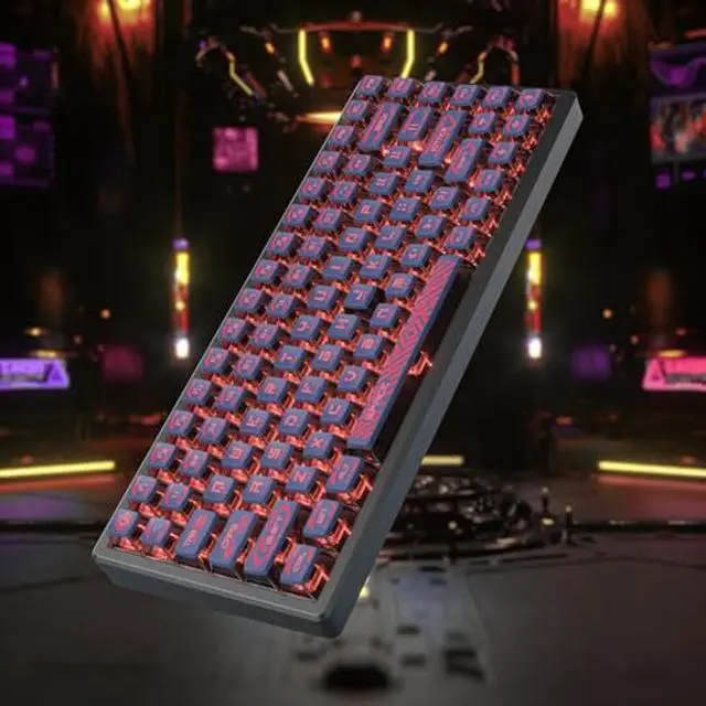 Alt view image 3 of 5 - Owpkeenthy Pudding PBT Keycaps, Transparent Shine Through Keycaps with Punk Style,Characters are Opaque,120- Keys ASA Profile MX Switches Mechanical Gaming Keyboards(RED)