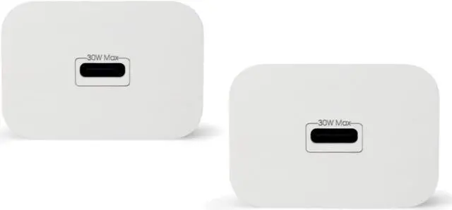 Alt view image 3 of 5 - 30W USB-C Fast Charger and Cable Compatible with Samsung Products, Samsung Phones, Tablets and Other USB-C Devices White (6-Foot, 2-Pack)
