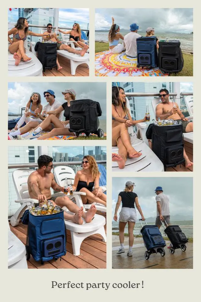Alt view image 2 of 5 - The #1 Rolling Cooler with Speakers on . 20-Watt Bluetooth Speakers for Parties/Festivals/Boat/Beach/Camping. Rechargeable, Works with iPhone & Android (Black