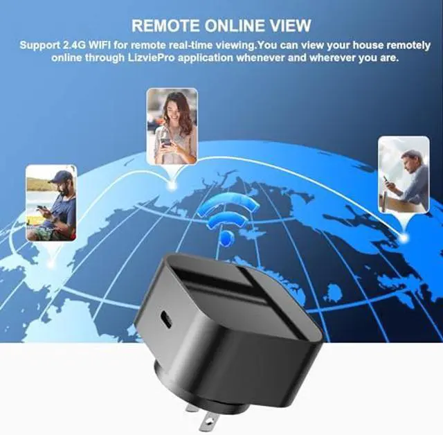 Alt view image 2 of 5 - LIZVIE USB-C Cameras Charger 170deg Wide Angle Charger Camera with Free APP/Night Vision/Motion Detection/App Remote Control/Fast Charge/1080P.