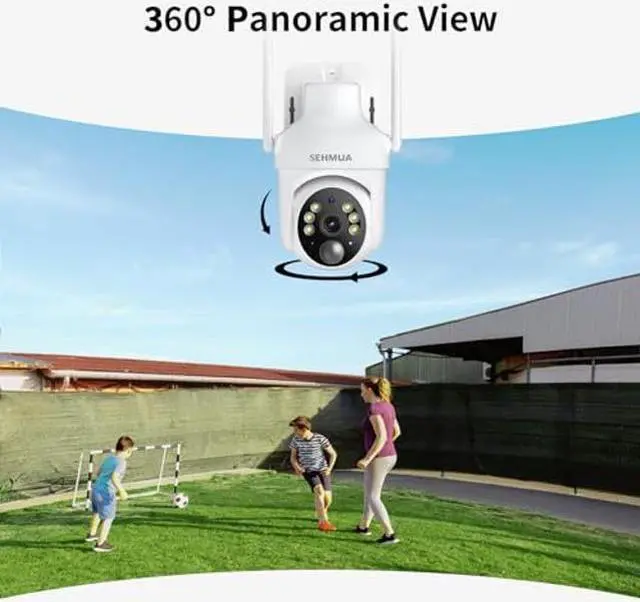 Alt view image 5 of 5 - SEHMUA 2K Solar Security Cameras Wireless Outdoor, 2 Pack 360deg View Pan/Tilt WiFi Security Camera Outside with Color Night Vision,Easy to Install, PIR Alarm, 2-Way Audio