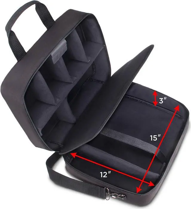 Alt view image 2 of 5 - USA Gear Projector Carrying Case, Customizable Scratch Resistant Interior, HDMI Projector Bag Compatible with Epson, Benq and More Bluetooth (15 x 12 x 3 inches) - Black