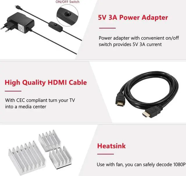 Alt view image 4 of 5 - Raspberry Pi 3 B+ (B Plus) Starter Kit(32 GB, Official Raspberry Pi 3b+ Red White Case), for Building Mini PC/Smart Robot/Game Console