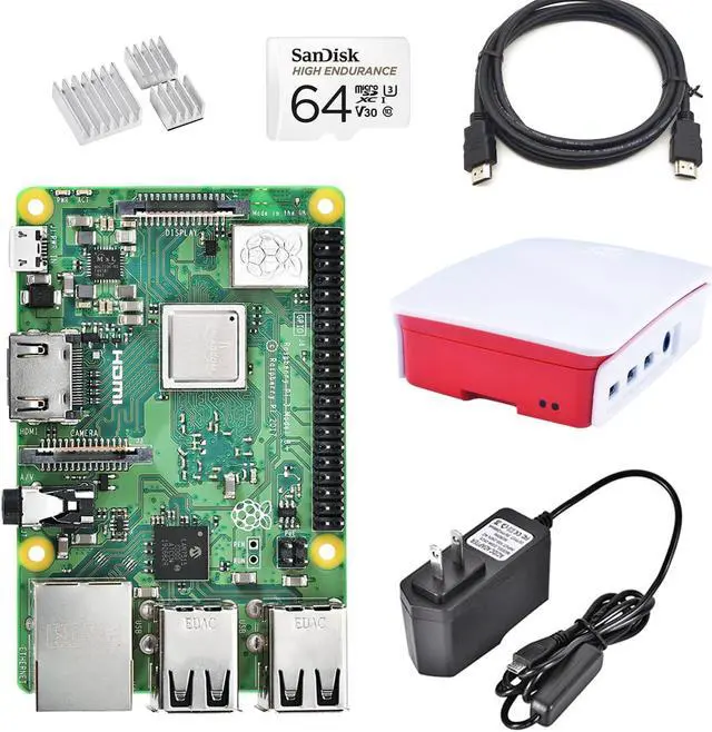 Main image of Raspberry Pi 3 B+ (B Plus) Starter Kit(32 GB, Official Raspberry Pi 3b+ Red White Case), for Building Mini PC/Smart Robot/Game Console